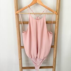 WAYF Blush Pink Sleeveless Halter Bodysuit Open Back Women’s Medium